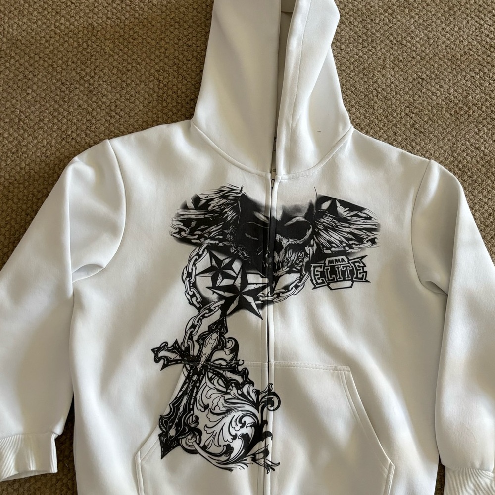 Mma Elite Y2k Affliction Style "Mma" Grunge Emo Graphic Zip Up Hoodie Reprint